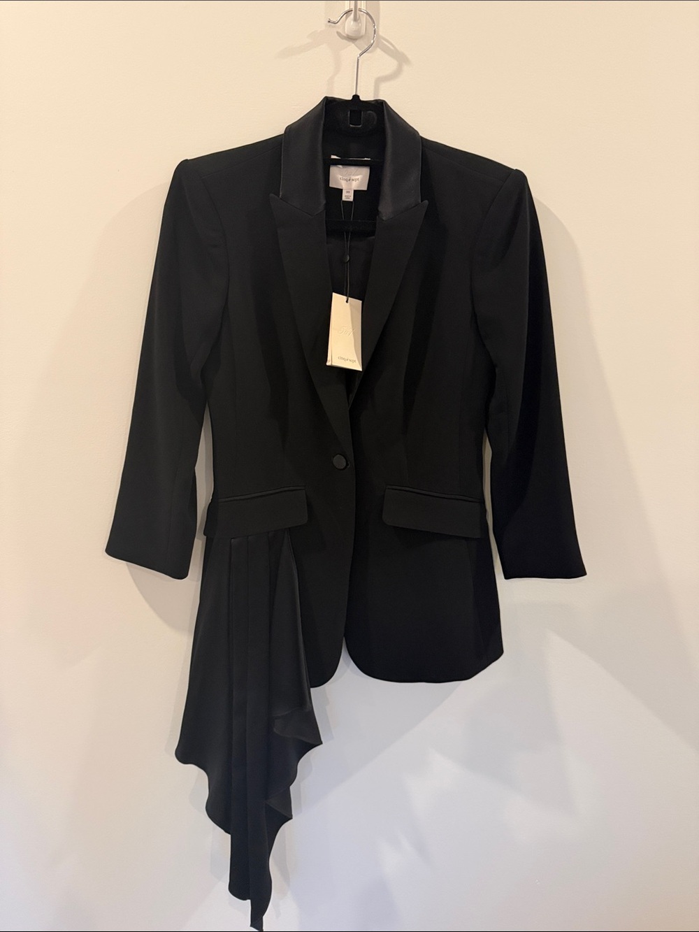 Cinq a Sept Black Women's Asymmetric Satin-Trim Blazer